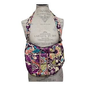 Vera Bradley Purple Plum Crazy Clara Crossbody Shoulder Bag Zip Closure Purse